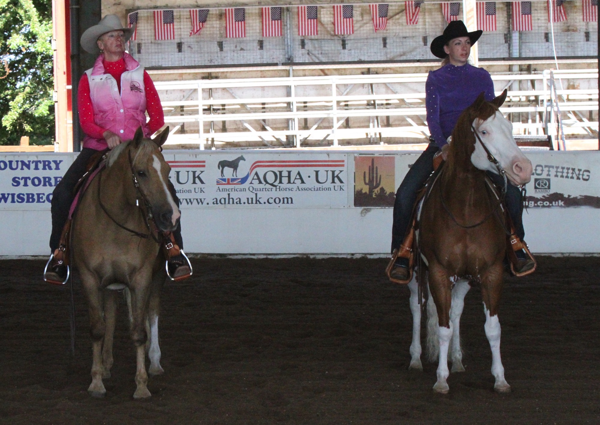 A great Sunday at the June Fenland Show: Sue riding This Ones Cuttin' It (Lucky) and Sophie riding Smoking Greyhound (Shelly) Otherwise know as Pinky & Purple